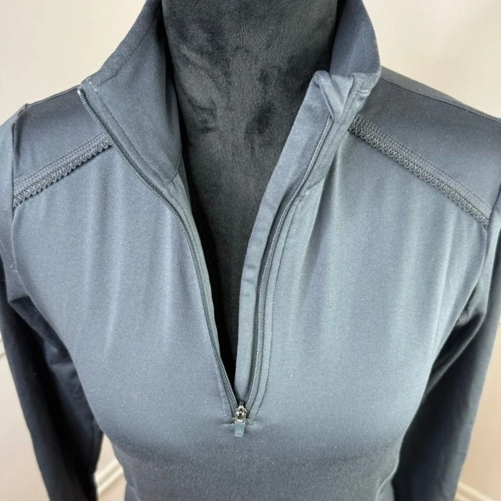 Athleta Quarter Mile 1/4 Zip Pullover Charcoal Gray Size Small - Picture 9 of 10